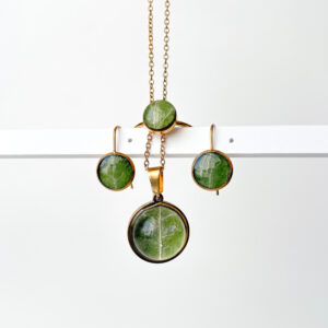 zestaw z zielonymi liśćmi