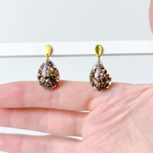 kolczyki - łezki pełne wrzosów i złotka