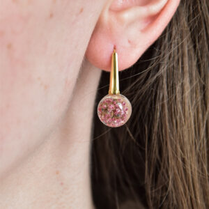 kolczyki - brudny róż w półkulach