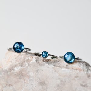 pierścionki turkusowe srebrne, różne wzory (kolekcja Przepływ z muszelkami)