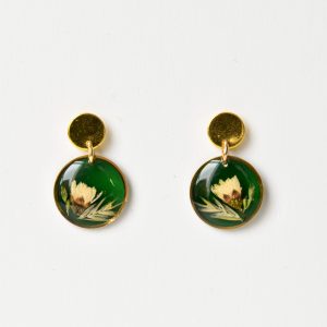 kolczyki - drobne koła z kwiatową kompozycją